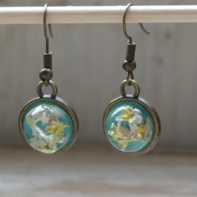 pendientes colgantes con flor de olivo - bronce viejo