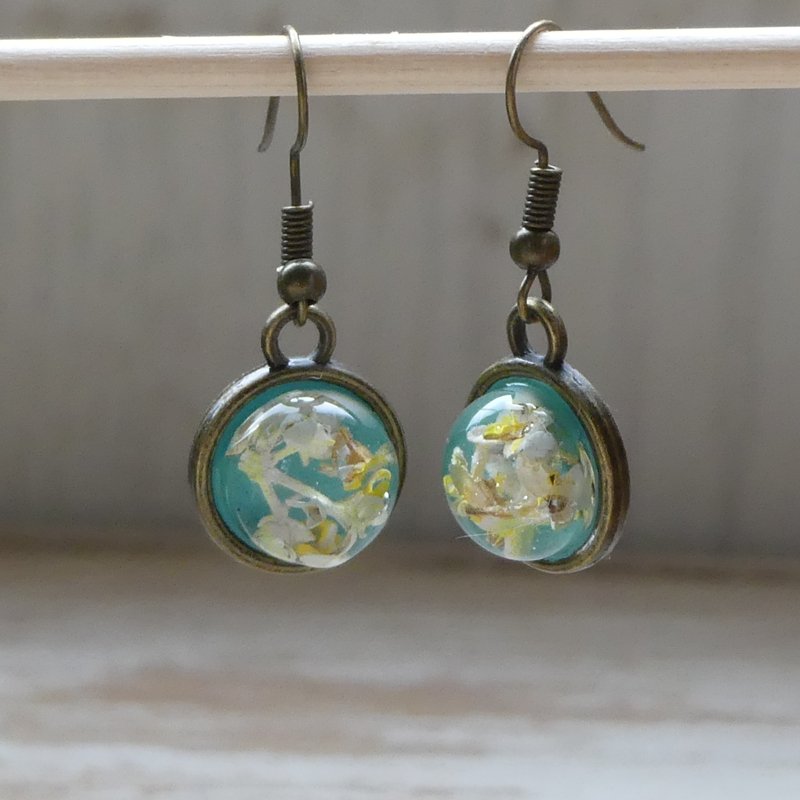 Pendientes colgantes con flor de olivo - bronce viejo - Imagen 3