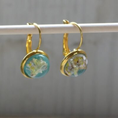 pendientes colgantes con flor de olivo - dorado