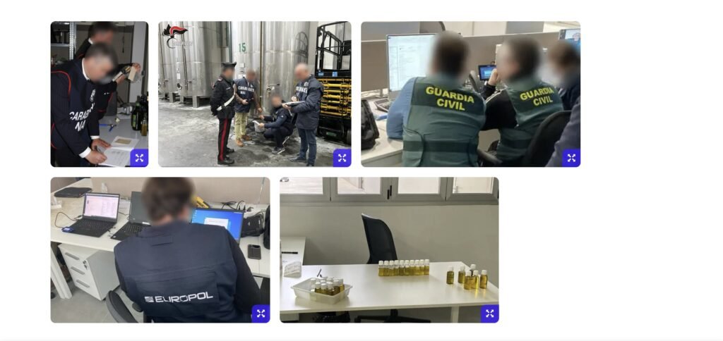 Fraud 2 - image Europol – 11 olive oil counterfeiters arrested following Operation OPSON Imágenes de operación policial de Europol y Guardia Civil contra fraude en el aceite de oliva con inspección de instalaciones y muestras